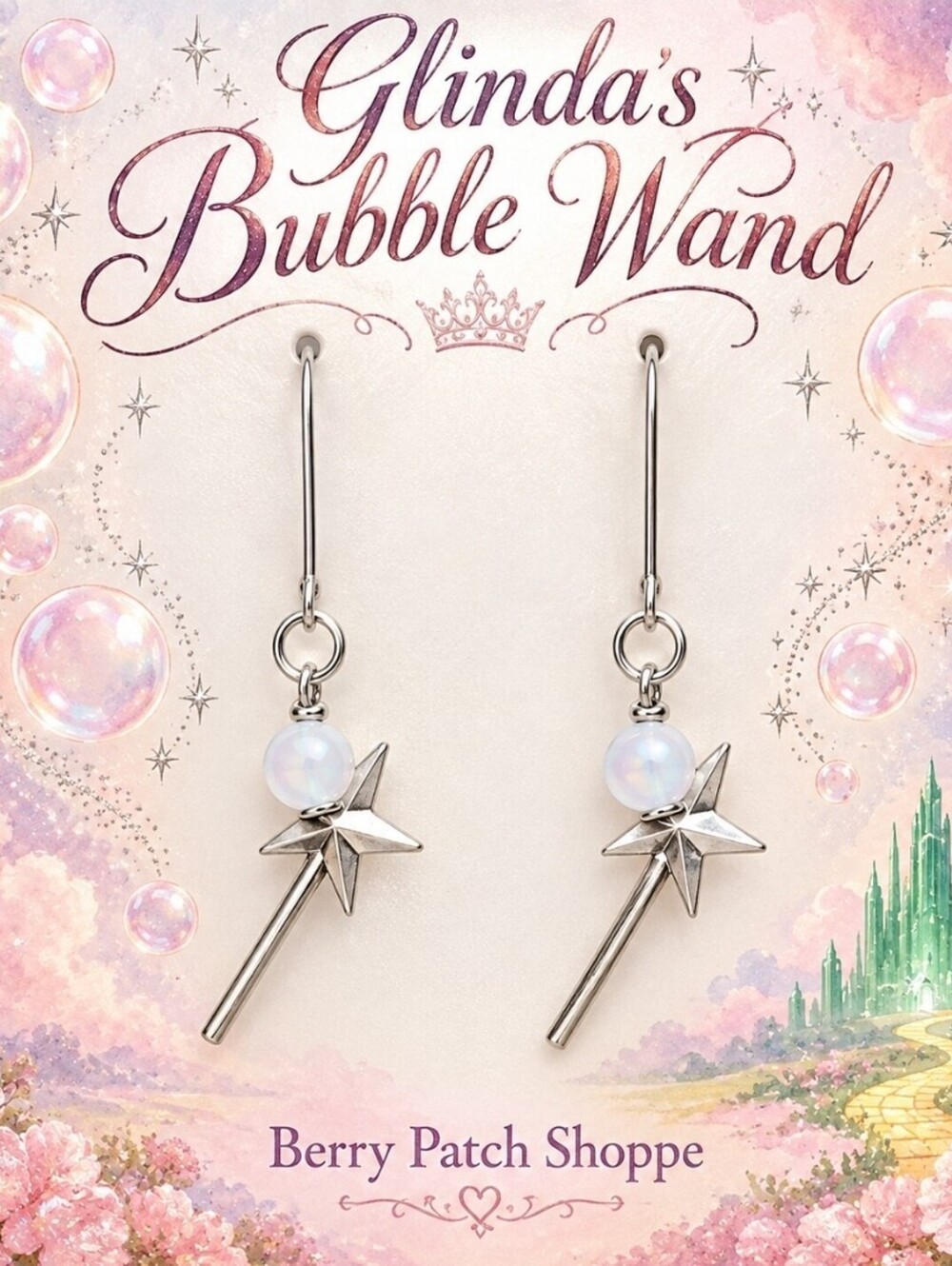 Glinda's Magical Bubble Wand Earrings